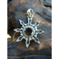 COLLANA A FIORE CON QUARZO FUME' REALIZZATO IN ARGENTO 925