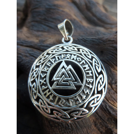 COLLANA CELTICA VALKNUT E RUNE IN ARGENTO 925