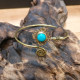 BRACCIALE IN OTTONE CON FIORE E PASTA DI TURCHESE