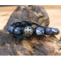 BRACCIALE SODALITE SATINATA CON PERLA IN ARGENTO 925