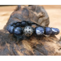 BRACCIALE SODALITE SATINATA CON PERLA IN ARGENTO 925