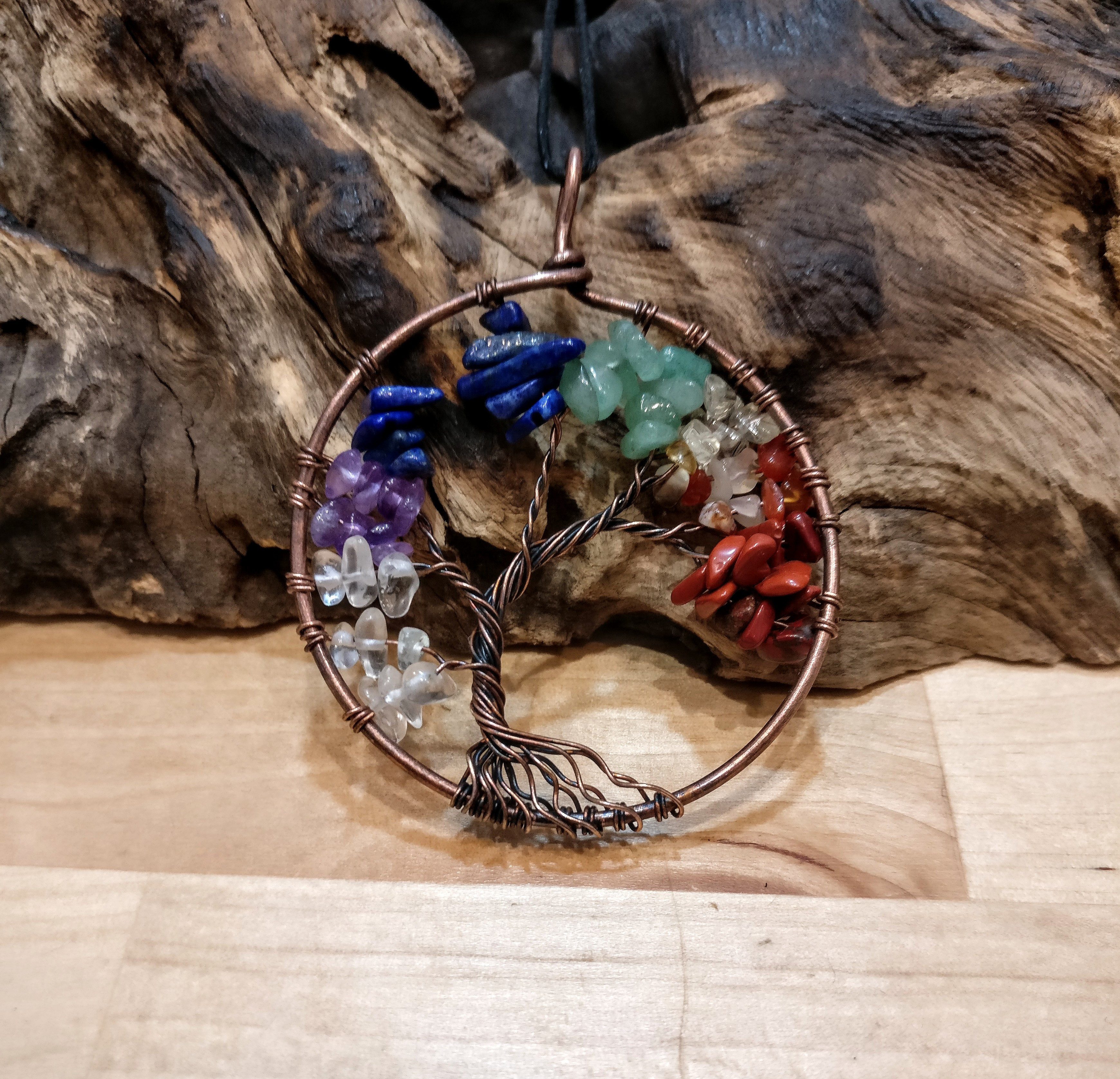 Naturale Gemma Ciondolo Albero Della Vita Collana 7 Chakra Guarigione