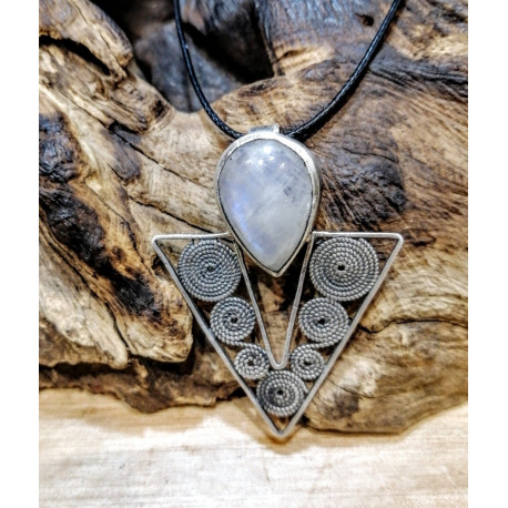 CIONDOLO IN ARGENTO E LABRADORITE BIANCA