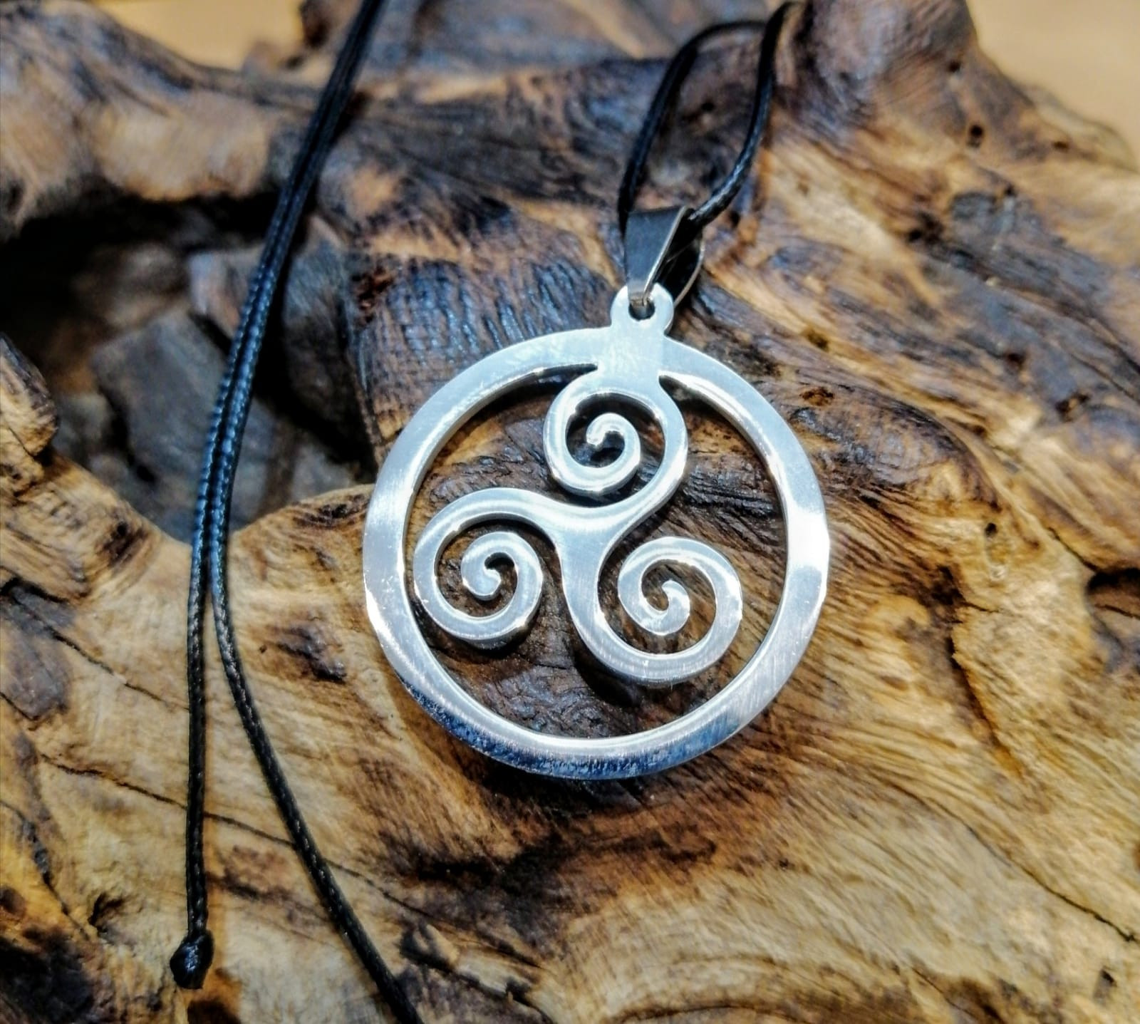 Collana Pendente Simbolo Nodo Celtico Triskele Triskelion In Acciaio - Foto 7