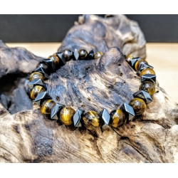 BRACCIALE OCCHIO DI TIGRE EMATITE TAGLIA S