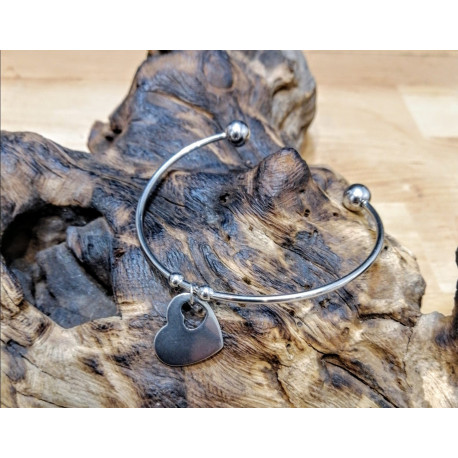 BRACCIALE REGOLABILE ACCIAIO CON CUORE FORATO