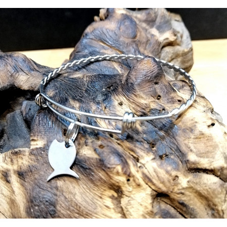 BRACCIALE REGOLABILE ACCIAIO CON PESCE