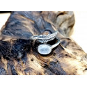 ANELLO REGOLABILE CON FOGLIA E LABRADORITE IN ARGENTO