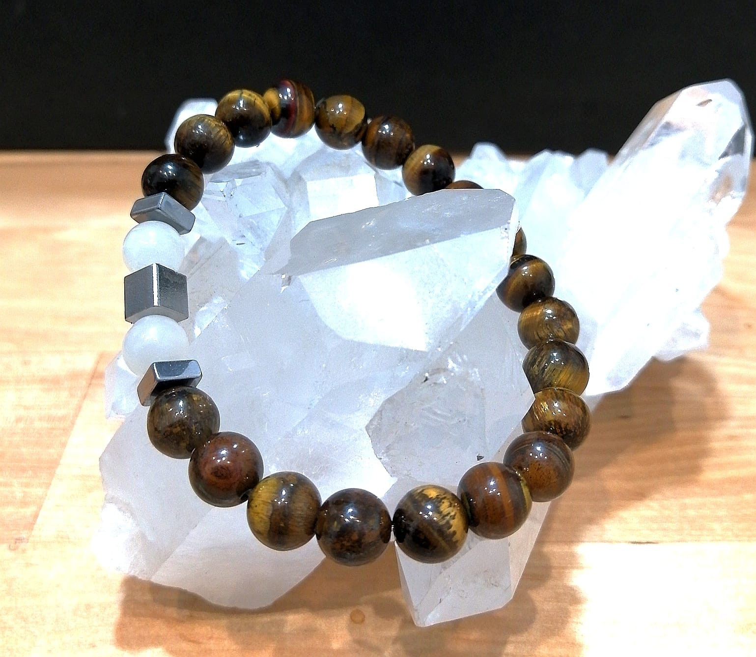 Bracciale Elastico 7 Chakra In Pietre Naturali Con Testa Di Lupo - Gioiello Boho Reiki Per Donna