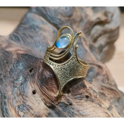 ANELLO IN OTTONE CON LABRADORITE BIANCA