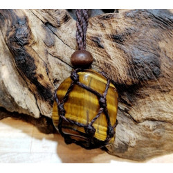 COLLANA APRIBILE MACRAME' OCCHIO DI TIGRE