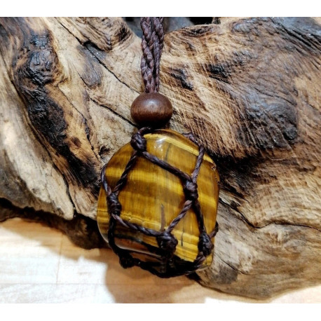 COLLANA APRIBILE MACRAME' OCCHIO DI TIGRE