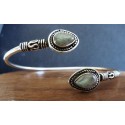 BRACCIALE IN OTTONE ARGENTATO E LABRADORITE